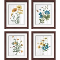 Framed 'Botanical Bouquet on Wood 4 Piece Framed Art Print Set' border=