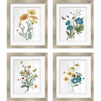 Framed Botanical Bouquet on Wood 4 Piece Framed Art Print Set