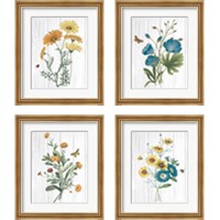 Framed 'Botanical Bouquet on Wood 4 Piece Framed Art Print Set' border=