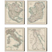 Framed 'Antique Maps 4 Piece Canvas Print Set' border=