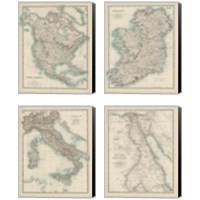 Framed Antique Maps 4 Piece Canvas Print Set