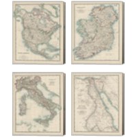 Framed 'Antique Maps 4 Piece Canvas Print Set' border=