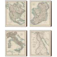Framed Antique Maps 4 Piece Canvas Print Set