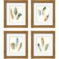 Framed Watercolor Feathers 4 Piece Framed Art Print Set
