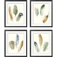 Framed Watercolor Feathers 4 Piece Framed Art Print Set