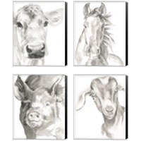 Framed Farm Faces 4 Piece Canvas Print Set