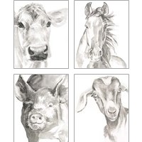 Framed 'Farm Faces 4 Piece Art Print Set' border=