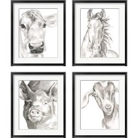Framed 'Farm Faces 4 Piece Framed Art Print Set' border=