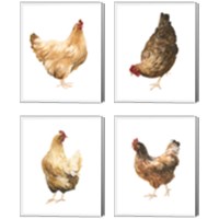 Framed 'Autumn Chicken 4 Piece Canvas Print Set' border=