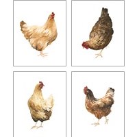 Framed 'Autumn Chicken 4 Piece Art Print Set' border=
