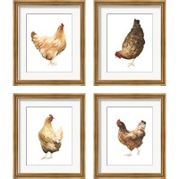 Framed 'Autumn Chicken 4 Piece Framed Art Print Set' border=