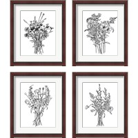 Framed 'Black & White Bouquet 4 Piece Framed Art Print Set' border=