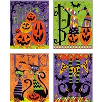 Framed 'Spooky Fun 4 Piece Art Print Set' border=