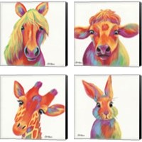 Framed Cheery Animals 4 Piece Canvas Print Set