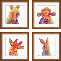 Framed 'Cheery Animals 4 Piece Framed Art Print Set' border=