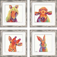 Framed 'Cheery Animals 4 Piece Framed Art Print Set' border=