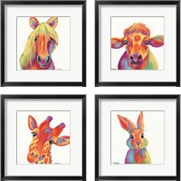 Framed Cheery Animals 4 Piece Framed Art Print Set