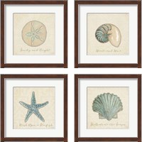 Framed 'Beach Treasures Christmas 4 Piece Framed Art Print Set' border=