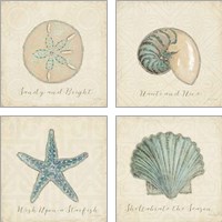 Framed 'Beach Treasures Christmas 4 Piece Art Print Set' border=