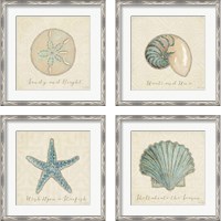 Framed 'Beach Treasures Christmas 4 Piece Framed Art Print Set' border=