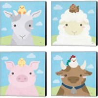 Framed 'Barn Buddies  4 Piece Canvas Print Set' border=