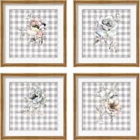 Framed 'Sketchbook Garden Checker 4 Piece Framed Art Print Set' border=