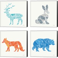 Framed 'Geometric Animal 4 Piece Canvas Print Set' border=