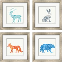 Framed Geometric Animal 4 Piece Framed Art Print Set