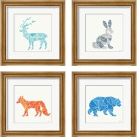 Framed 'Geometric Animal 4 Piece Framed Art Print Set' border=