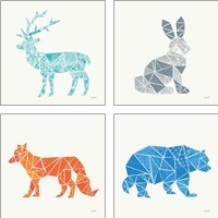 Framed Geometric Animal 4 Piece Art Print Set