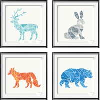 Framed 'Geometric Animal 4 Piece Framed Art Print Set' border=