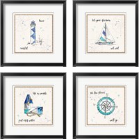 Framed 'Coastal Buoys 4 Piece Framed Art Print Set' border=