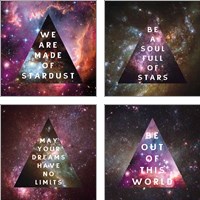 Framed 'Out of this World  4 Piece Art Print Set' border=