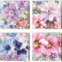 Framed 'Clematis 4 Piece Canvas Print Set' border=