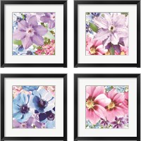 Framed 'Clematis 4 Piece Framed Art Print Set' border=