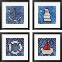 Framed Whimsy Coastal 4 Piece Framed Art Print Set