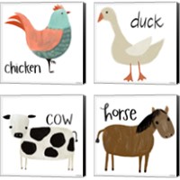 Framed 'Farm Animal 4 Piece Canvas Print Set' border=