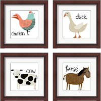 Framed Farm Animal 4 Piece Framed Art Print Set