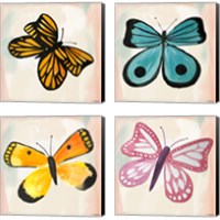 Framed 'Butterfly  4 Piece Canvas Print Set' border=