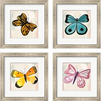 Framed 'Butterfly  4 Piece Framed Art Print Set' border=