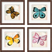 Framed 'Butterfly  4 Piece Framed Art Print Set' border=