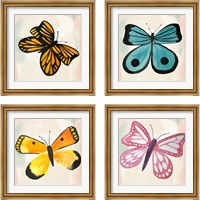 Framed 'Butterfly  4 Piece Framed Art Print Set' border=