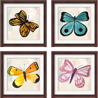 Framed 'Butterfly  4 Piece Framed Art Print Set' border=