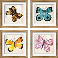 Framed 'Butterfly  4 Piece Framed Art Print Set' border=