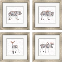 Framed Floral Animal Forest 4 Piece Framed Art Print Set