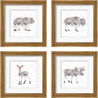 Framed Floral Animal Forest 4 Piece Framed Art Print Set