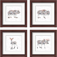 Framed 'Floral Animal Forest 4 Piece Framed Art Print Set' border=