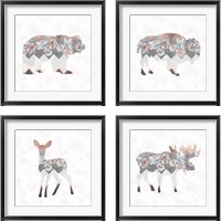 Framed 'Floral Animal Forest 4 Piece Framed Art Print Set' border=