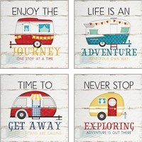 Framed 'Camping 4 Piece Art Print Set' border=