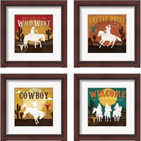 Framed 'Cattle Drive 4 Piece Framed Art Print Set' border=